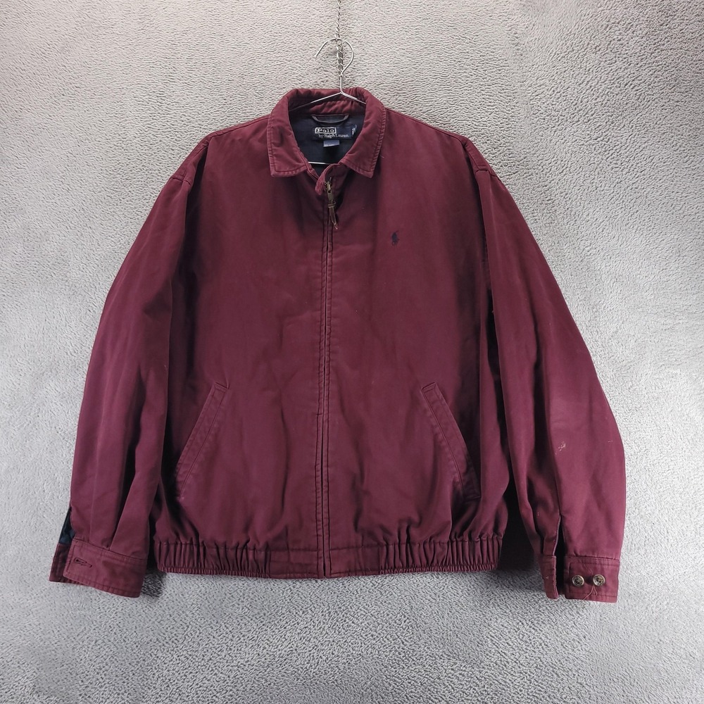 VTG Polo Ralph Lauren Jacket Mens M Red Harrington Bi Swing Full Zip Lined